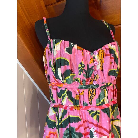 NWT Farm Rio Leopard Forest Cotton Backless Midi Dress sz XL - Picture 3 of 10